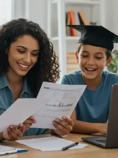 Family reviewing tax documents for education credits 2026