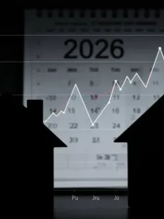 Fluctuating mortgage rates graph over a house silhouette, impacting 2026 homebuyers.