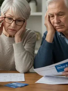 Senior couple reviewing Medicare Part B premium increase documents