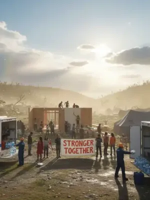 Community rebuilding after disaster with federal aid support