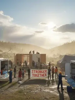 Community rebuilding after disaster with federal aid support