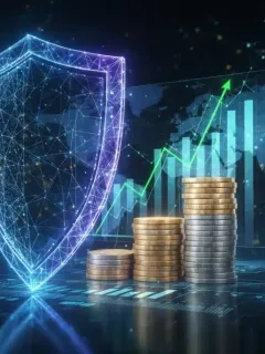 Digital shield protecting financial investments against cyber threats in 2026