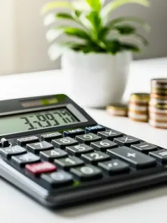 Calculator with coins representing HSA 2026 contribution limits and savings.