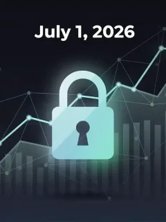 Digital padlock securing personal data with a calendar date of July 1, 2026, symbolizing new federal data privacy laws and financial protection.
