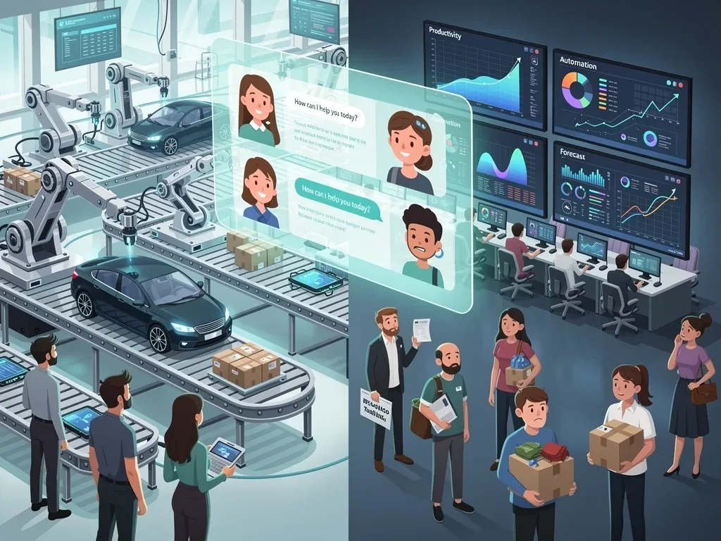Automated systems impacting various sectors of the economy.