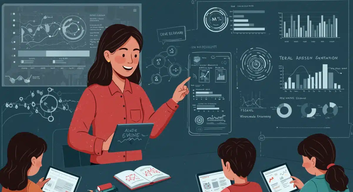 Teacher utilizing AI for personalized learning in a classroom.