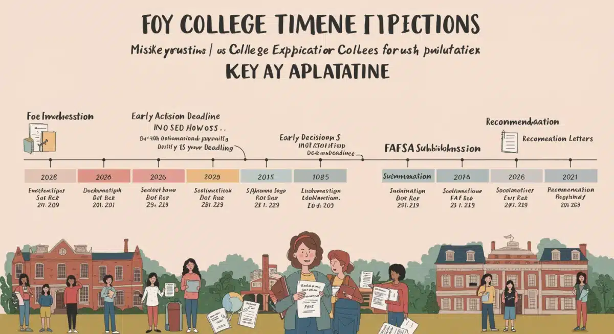 Infographic showing key deadlines for early college applications and financial aid 2026.