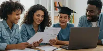 Family reviewing tax documents for education credits 2026