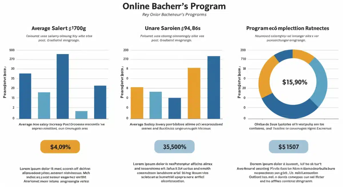 Infographic comparing key metrics of online bachelor's programs for career changers