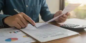 Person analyzing 2026 tax documents on a tablet for deductions.