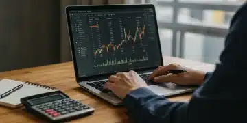 Financial professional analyzing 401(k) contribution data on a laptop