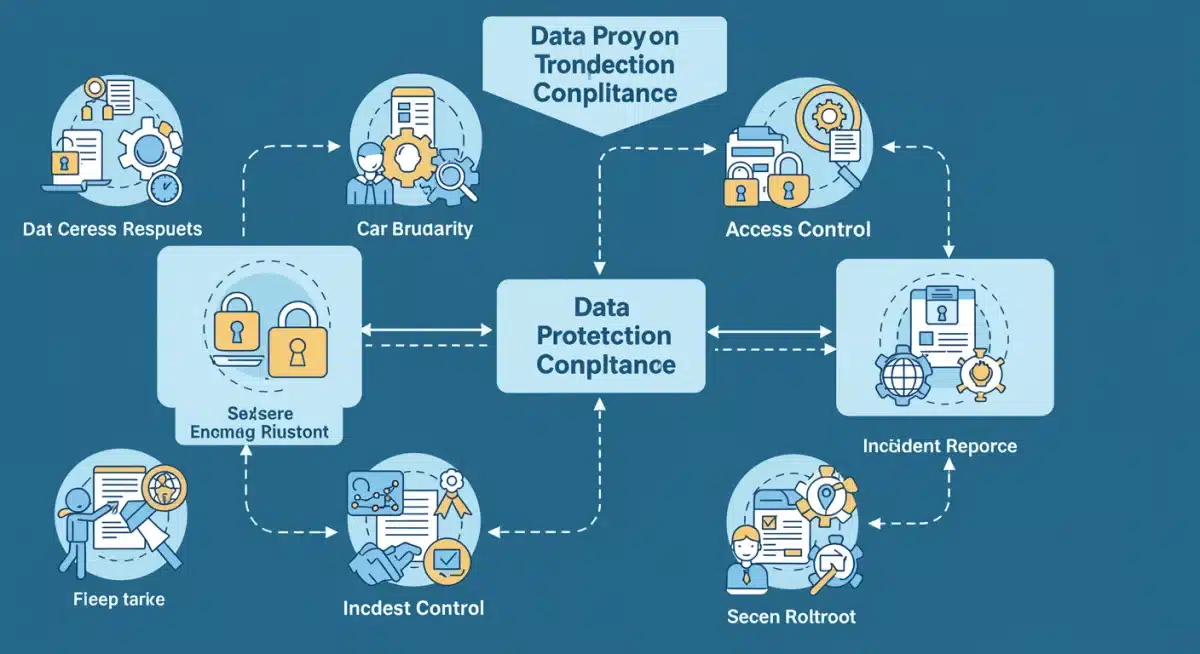 Flowchart showing data protection compliance steps for businesses.