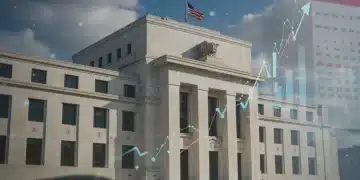 Federal Reserve building with rising interest rate graph and 2026 calendar, symbolizing economic outlook changes.