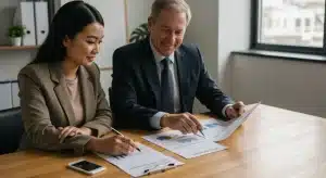 Financial advisor explaining 401(k) benefits to a client