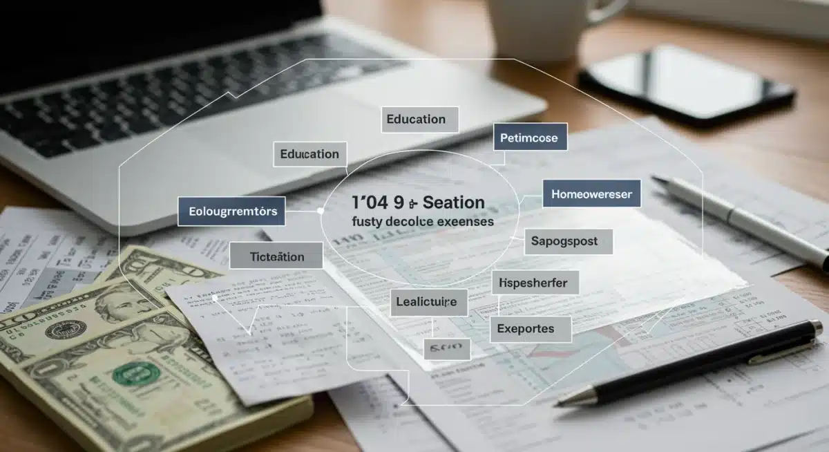 Organized financial documents showcasing various tax-deductible expenses.