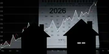 Fluctuating mortgage rates graph over a house silhouette, impacting 2026 homebuyers.