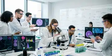 Diverse students working in a modern STEM laboratory