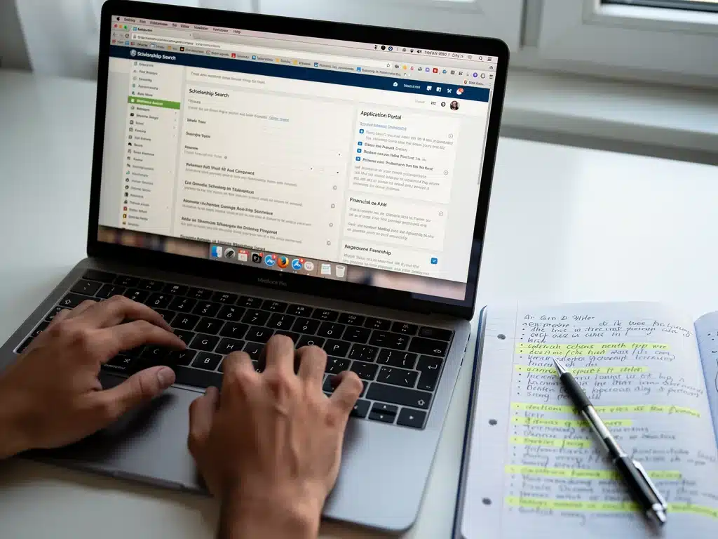 Student actively applying for scholarships online