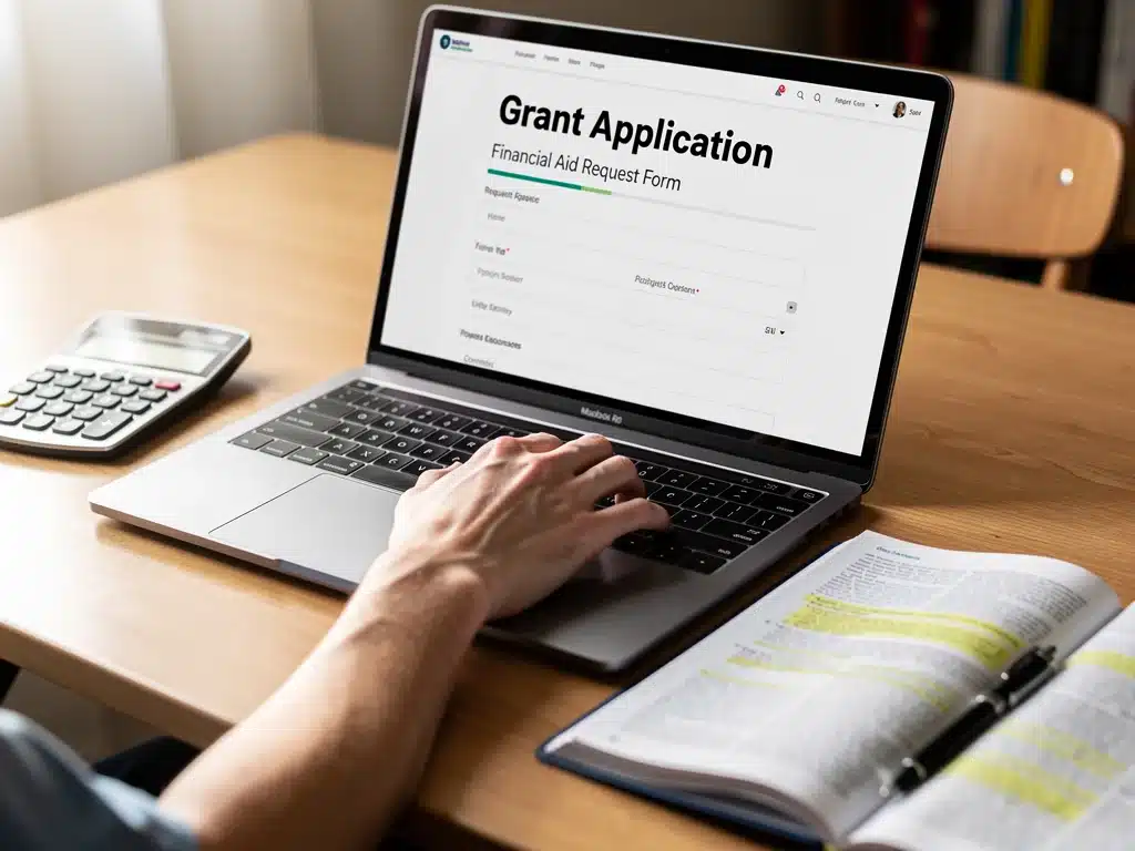 Student applying for a STEM grant online