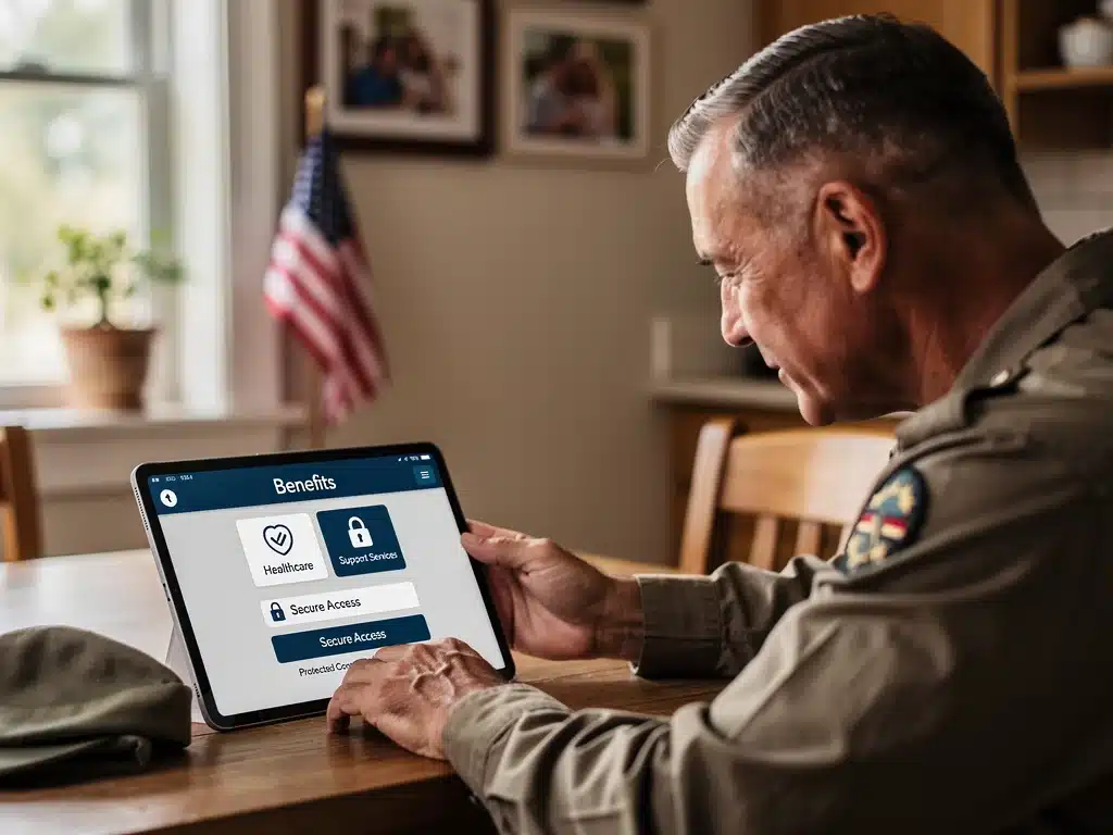 Veteran accessing digital benefits portal with new system updates