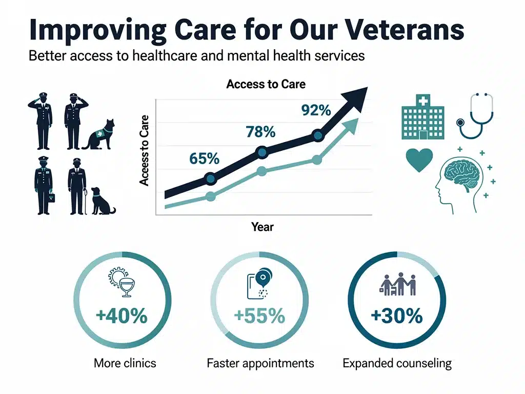 Chart showing enhanced veteran healthcare access and mental health services