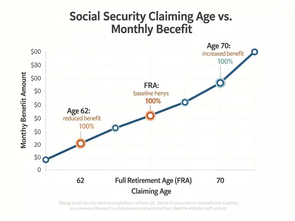Chart showing Social Security benefit increases by claiming age